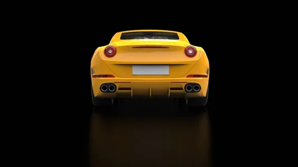 Lenyűgöző nap sárga sportautó - hátsó nézet — Stock Fotó