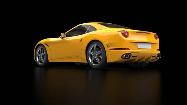 Splendida auto sportiva giallo sole - vista laterale — Foto Stock