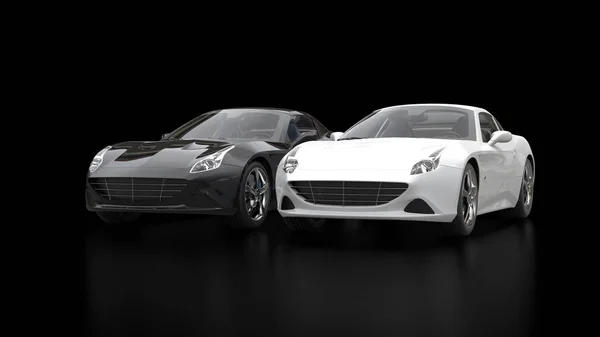 Cool black and white super sports cars — Stock Photo, Image