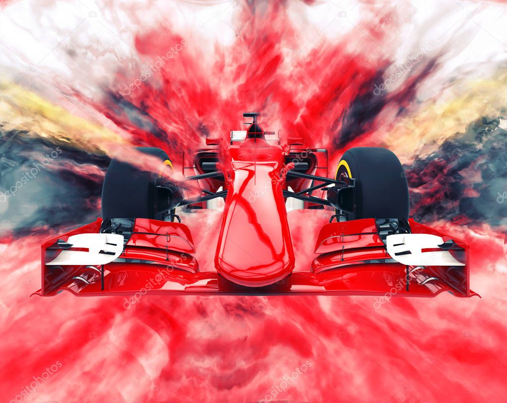 Red formula one car - color explosion