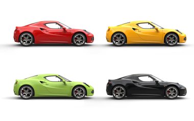 Siyah lüks spor otomobil - yan görünüm