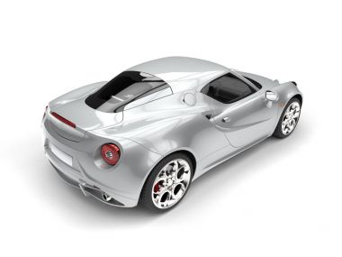 Parlak gümüş lüks spor otomobil - arkadan görünüm