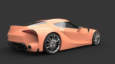 Modern super sports car - light salmon color - tail view clipart