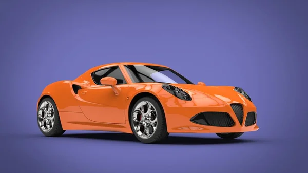 멋진 오렌지 스포츠 자동차-보라색 배경 — 스톡 사진