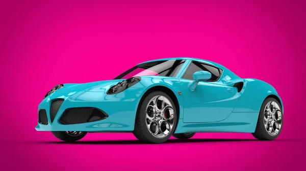 Cool teal modern sports car on bright pink background