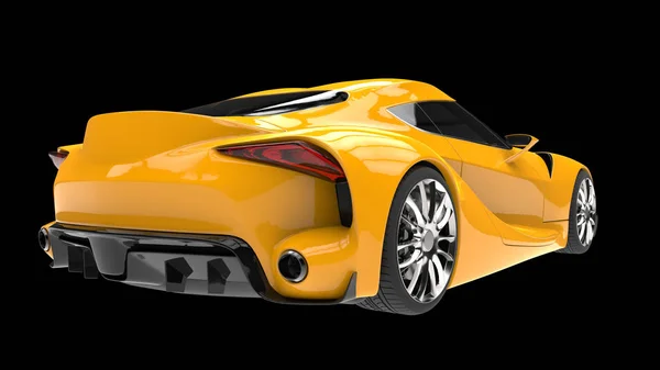 Maximum yellow striking modern sports car - back view — Stock Photo, Image