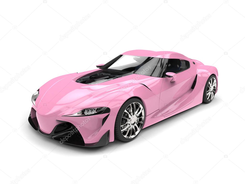 Hot pink modern super sports car - studio shot