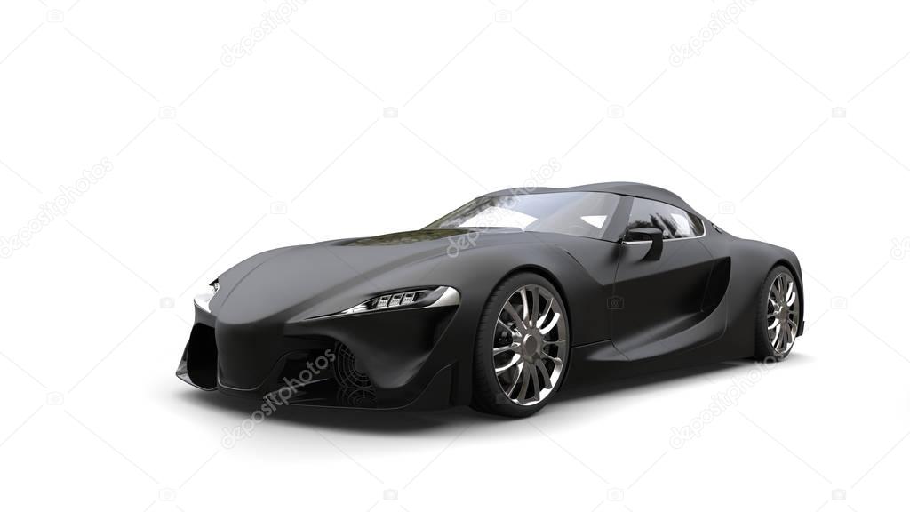 Amazing matte black super sports car - beauty shot