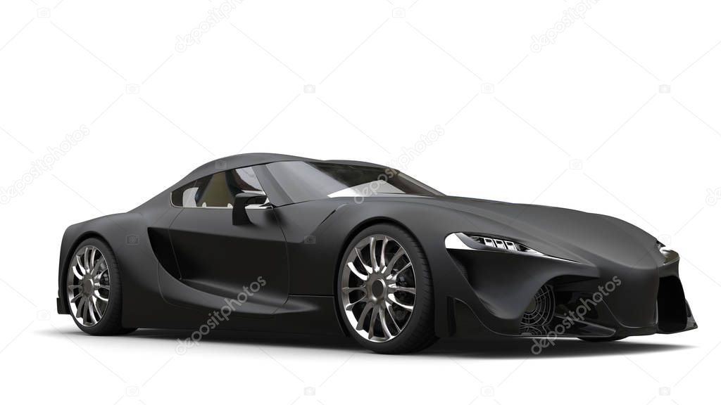 Mean matte black super sports car