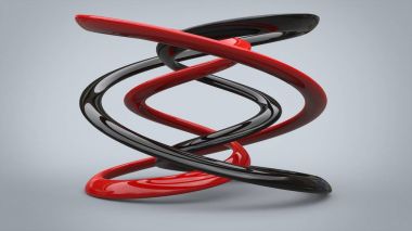 Siyah ve kırmızı parlak metal heykel