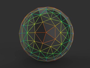 Siyah düşük Poli Küre üzerine renkli çerçeve ile