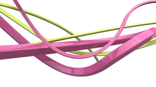Absztrakt rózsaszín és zöld 3D-s formák és hullámok — Stock Fotó