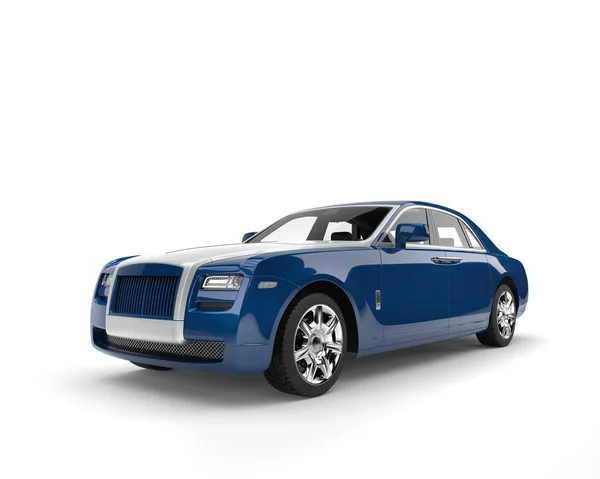 Mörk blå moderna business bil med vit huva — Stockfoto