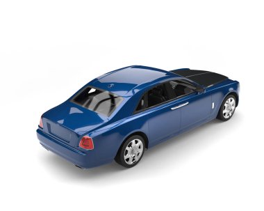 Koyu mavi modern lüks araba ile siyah kukuleta - arkadan görünüm