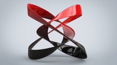 Kırmızı ve siyah soyut şerit heykel