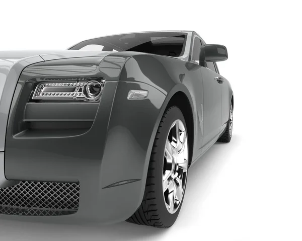 Grau metallic moderner Luxus-Geschäftswagen - Nahaufnahme mit Scheinwerfern — Stockfoto