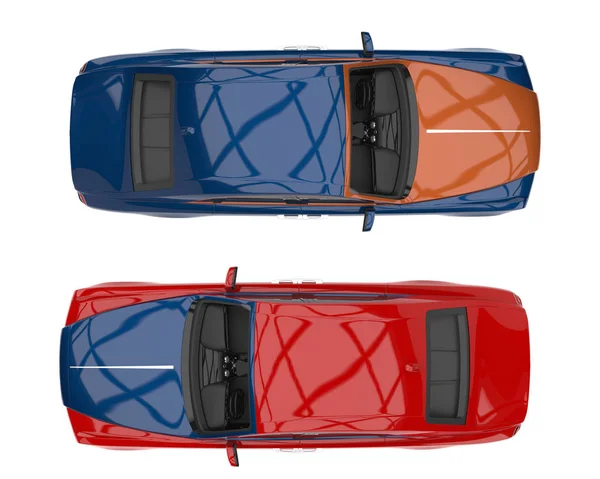 Blu metallizzato moderno lusso business car - vista laterale superiore — Foto Stock