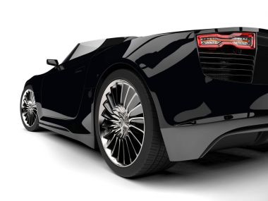 Jet siyah modern süper araba - arka tekerlek portre vurdu