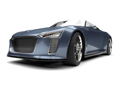 Metalik Mavi modern Cabrio süper spor araba - Önden Görünüm portre vurdu