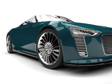 Derin orman yeşil modern cabriolet spor araba - Far portre vurdu