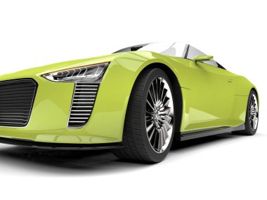 Süper bir araba parlak yeşil modern cabriolet - Far portre vurdu