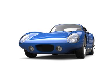 Masmavi mavi vintage yarış arabası - düşük açılı Önden Görünüm