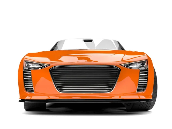 Pumpkin orange modern cabriolet super sports car - front view close seup shot — стоковое фото