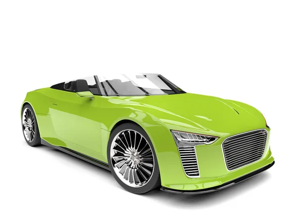 Elektriska gröna moderna cabriolet super sportbil - hög vinkel skott — Stockfoto
