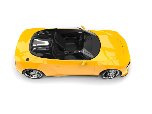 Sun yellow modern convertible sports car - top side view — Stock Photo, Image