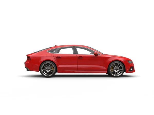 Ciepły czerwony nowoczesny samochód - widok z boku — Zdjęcie stockowe