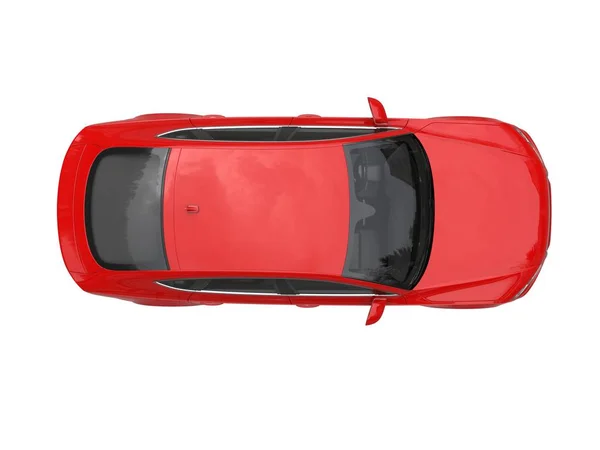 Rosso fuoco moderno generico business car - vista dall'alto — Foto Stock