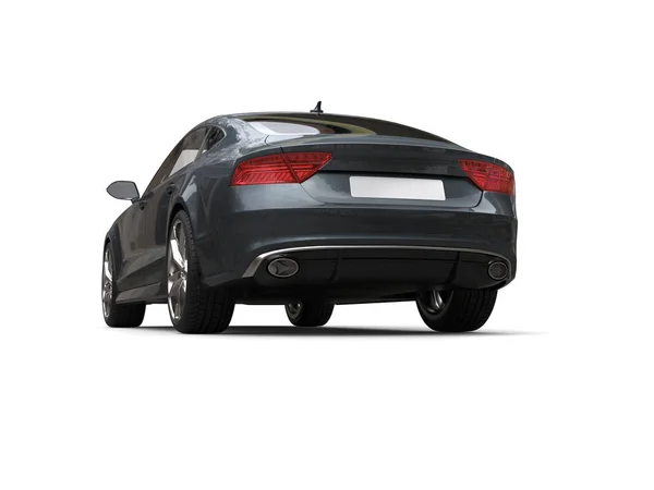 Dark slate gray modern business car - tail view - low angle shot — Stock Photo, Image