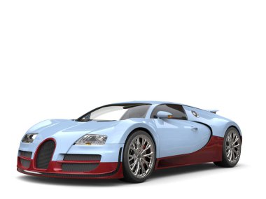 Güzel modern kavram supercar - bordo detayları ile açık gökyüzü mavi