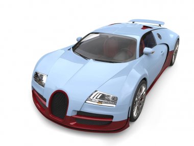 Güzel açık gökyüzü mavi ile bordo ayrıntıları modern kavram supercar - Üstten Görünüm