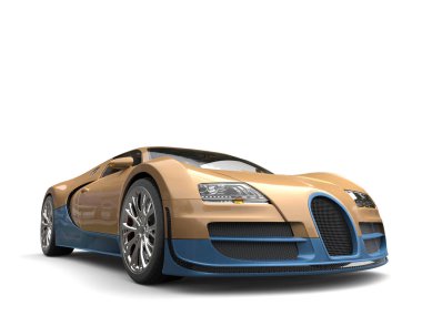 Korku veren lüks altın modern süper spor araba - düşük açısı shot