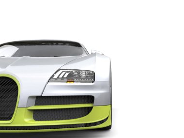 Süper gümüş modern süper spor otomobil yeşil detayları ile