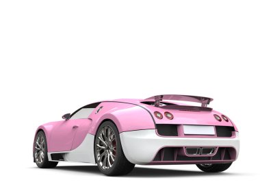 Flamingo pembe modern süper spor araba beyaz detaylar - kuyruk görünümü ile