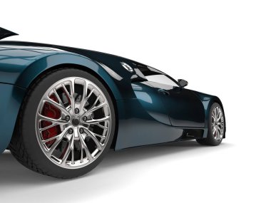 Metalik Mavi modern süper spor araba - arka tekerlek portre vurdu