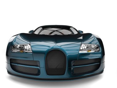 Metalik Mavi modern süper spor araba - Önden Görünüm