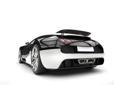 Siyah ve beyaz modern süper spor otomobil - kuyruk görünümü