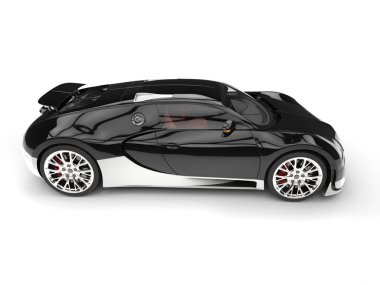 Siyah ve beyaz modern süper spor otomobil - yan görünüm üst