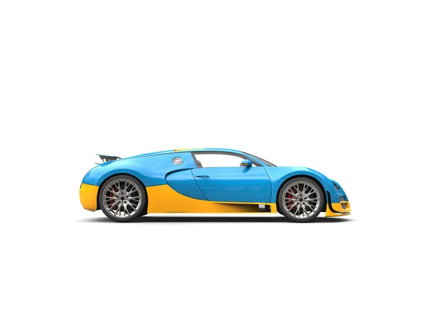 Genial himmelblau moderner Supersportwagen mit gelben Details — Stockfoto