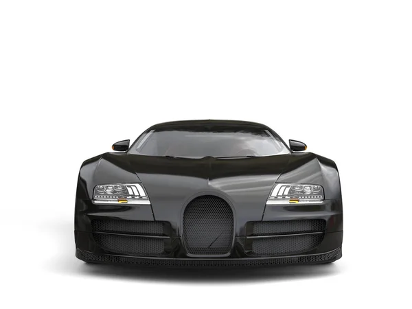 Jato moderno conceito preto super carro - vista frontal — Fotografia de Stock