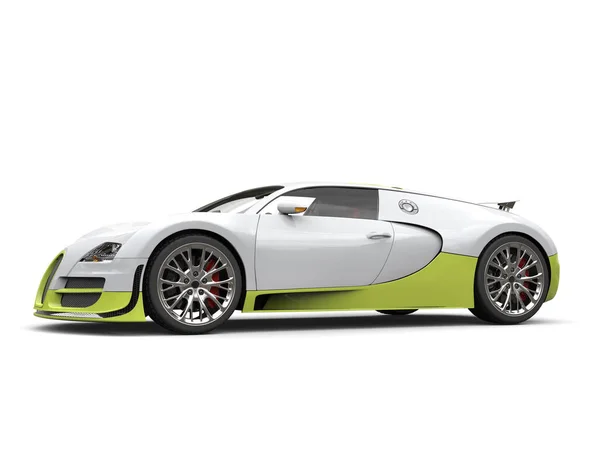 Limpe branco moderno super carro desportivo com detalhes verdes - estúdio tiro — Fotografia de Stock