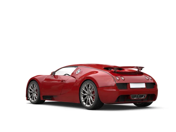Fogo escuro vermelho moderno super carro esportivo - visão de cauda — Fotografia de Stock