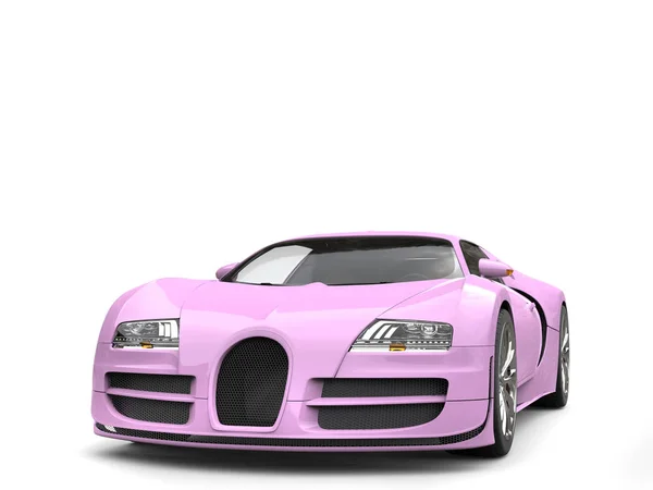 フラミンゴ ピンク現代スーパー スポーツ車 - クローズ アップ ショット — ストック写真