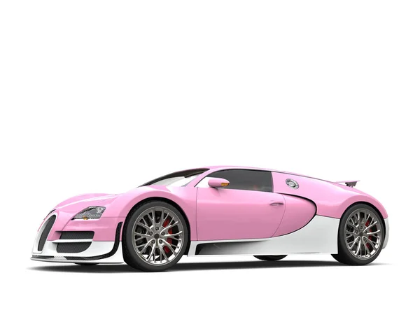 Flamingo pink modern super sports car with white details — Stock Photo, Image