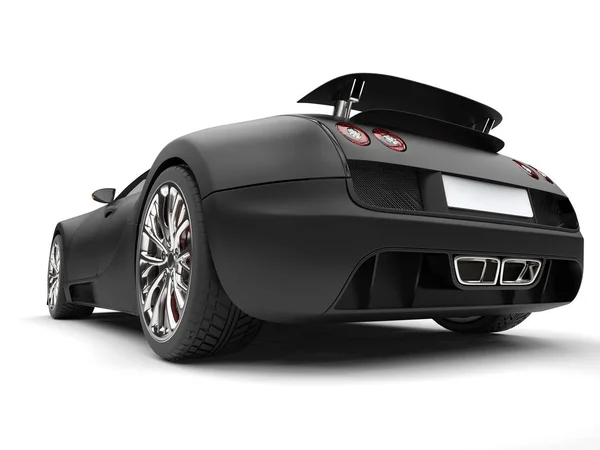 Conceito preto fosco moderno bonito super sportscar - visão da cauda — Fotografia de Stock