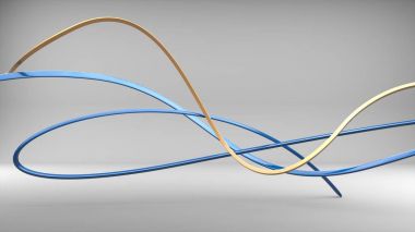 İnce altın ve maviyi modern sanat şekil şerit 