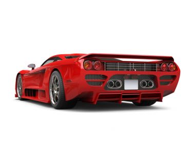 Ateşli kırmızı modern süper araba yarışı - kuyruk görünümü